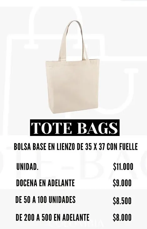 Tote bags,  tulas o bolsos